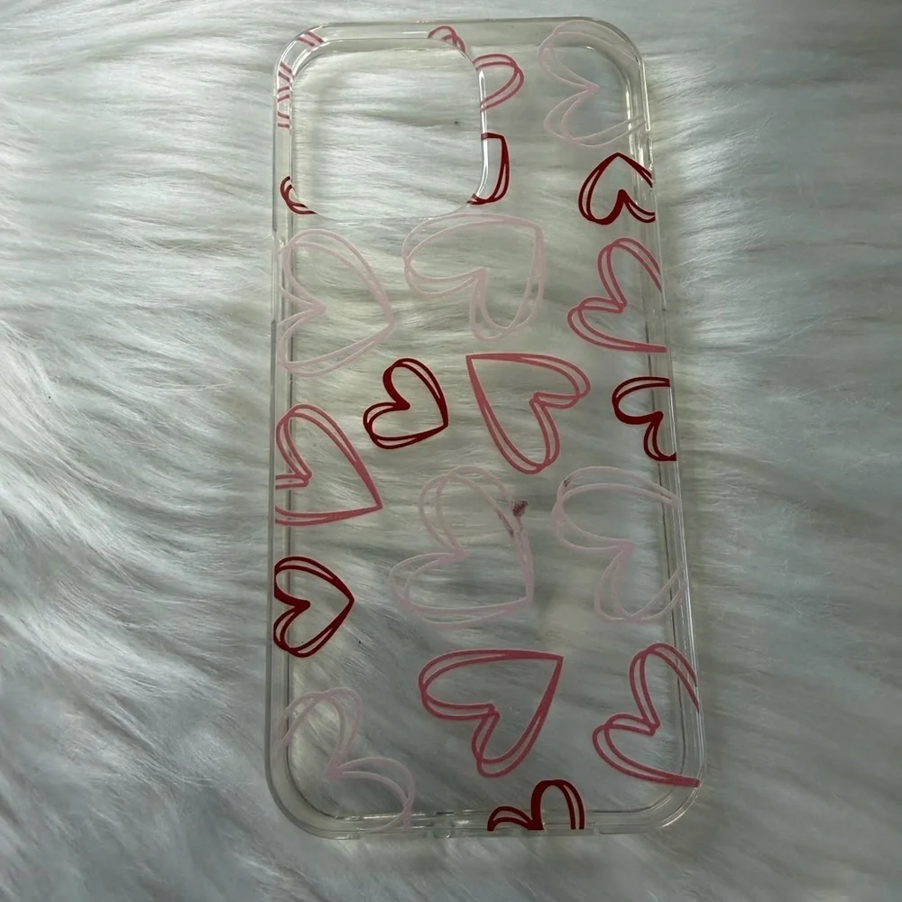 🩷5/$10 IPhone 15 max pro Heart Pattern Clear Phone Case